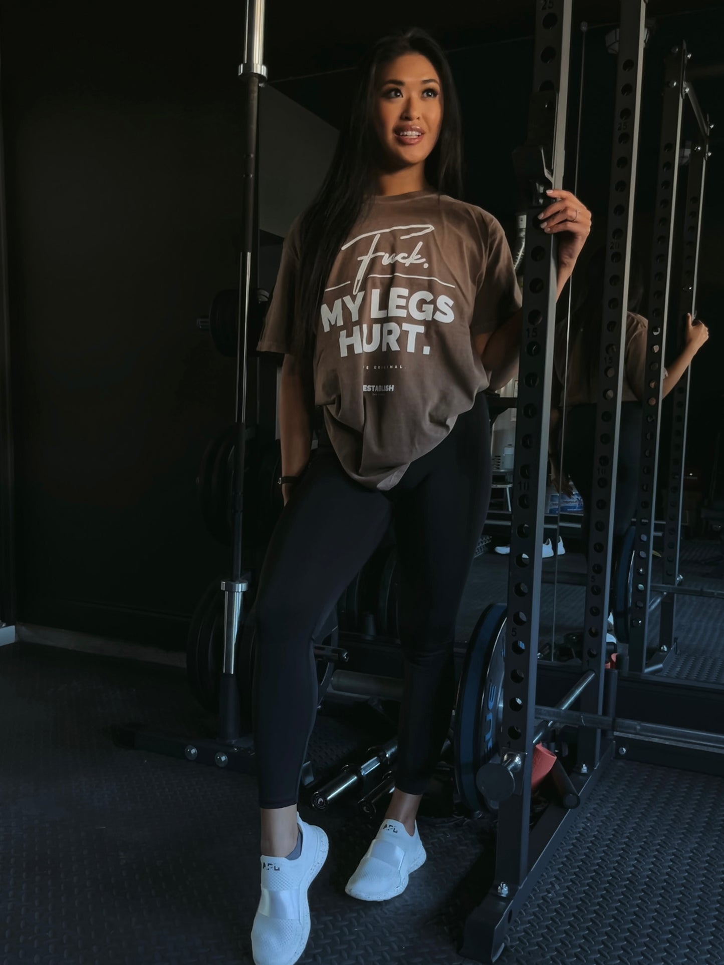 FU*K. MY LEGS HURT. | LEG DAY TEE IN ESPRESSO